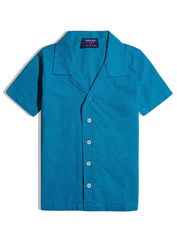 Tile Blue Kids Linen Shirt - Khotwh